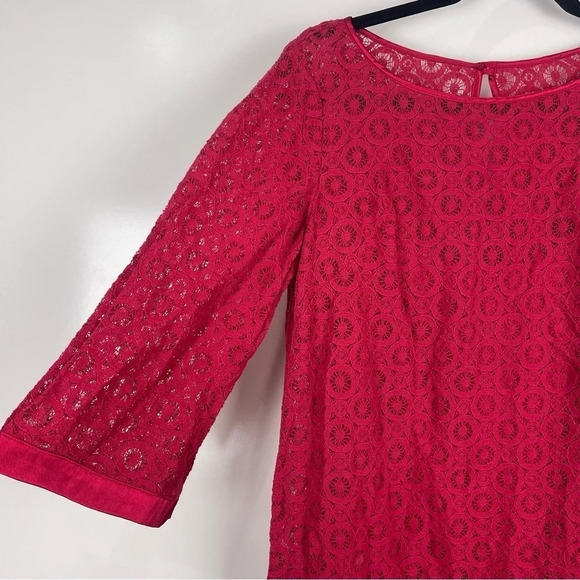 Laundry by Shelli Segal Red Half Sleeve Lace Mini Shift Dress Size 4 - Picture 5 of 12